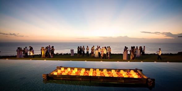 sunset at a Bali luxury villa w