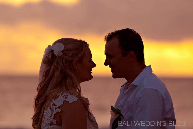 sunset Bali beach villa wedding