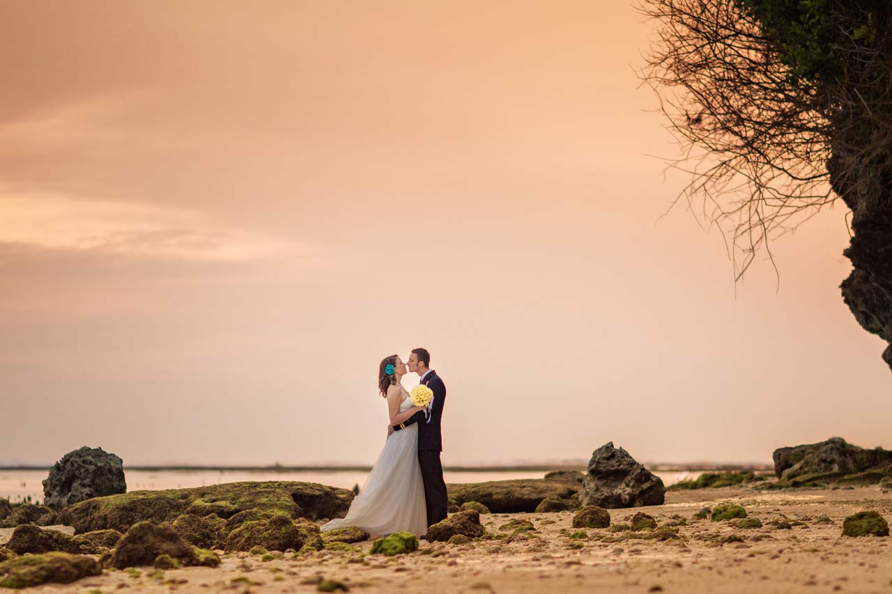 sunset beach wedding Bali for two